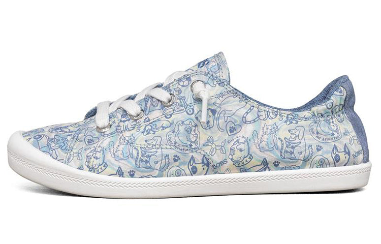 (WMNS) Skechers Beach Bingo Low-Top Canvas Shoe Blue/White 113581-MLT