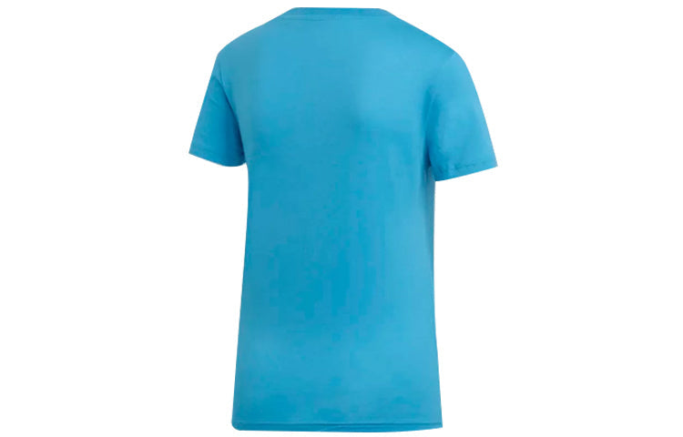 (WMNS) adidas Alphabet logo Printing Short Sleeve Blue DU0630