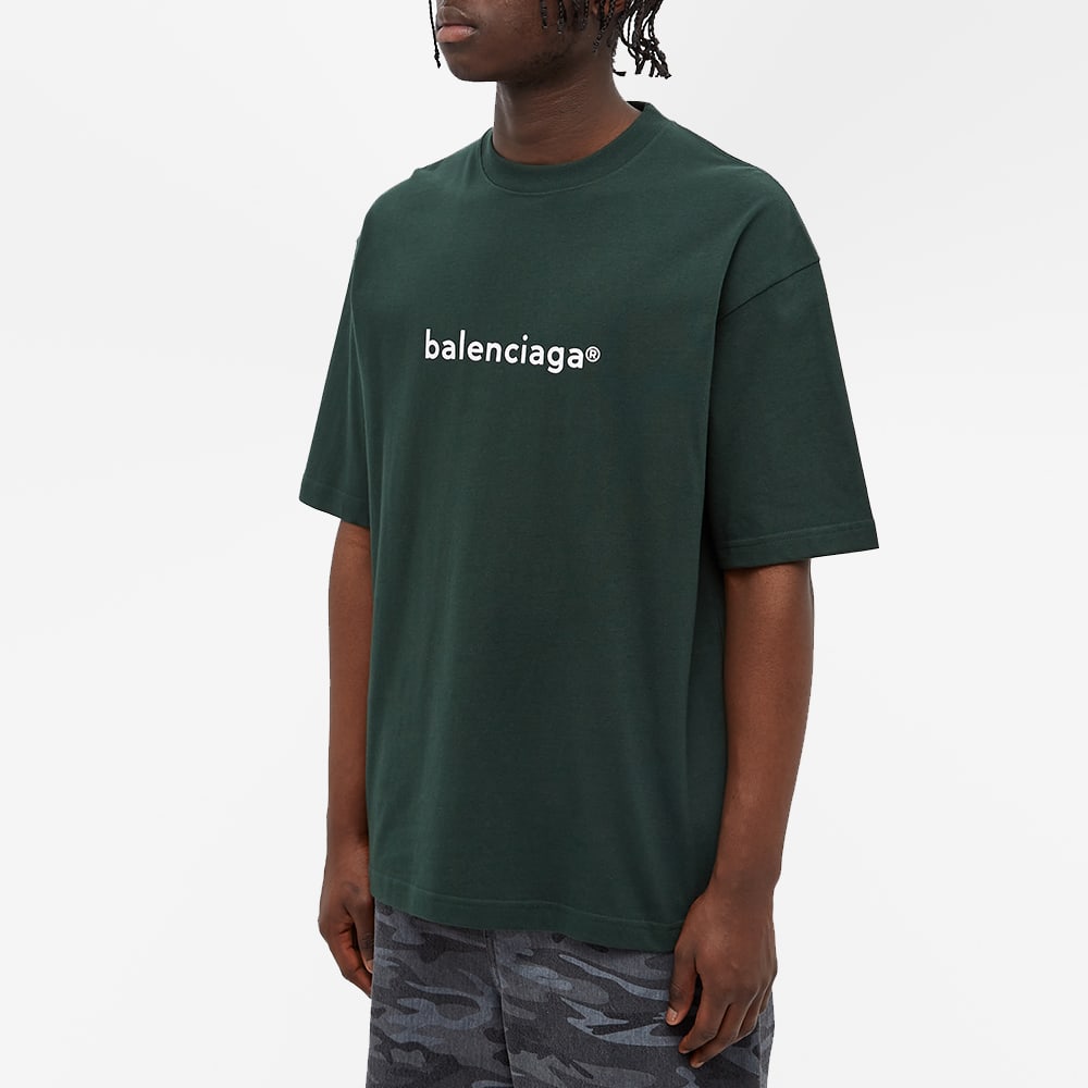 Men's Balenciaga Alphabet Printing Round Neck Pullover Short Sleeve Green 612966TIV543011