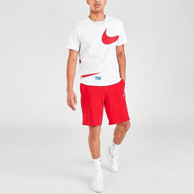 Men's Nike Broken Swoosh Printing Logo Sports Round Neck Short Sleeve White T-Shirt DD3349-100