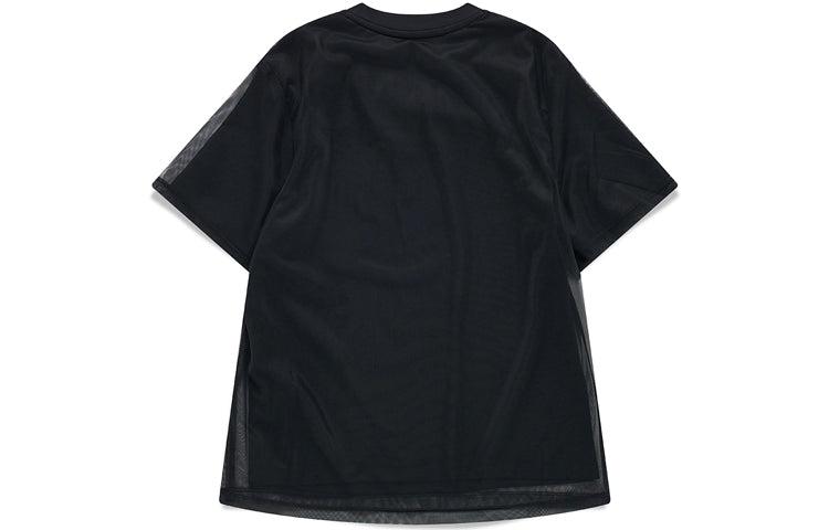 FILA FUSION Gradient Alphabet Printing Double Layer Knit Short Sleeve Dark Black T-Shirt T11W125108F-BK
