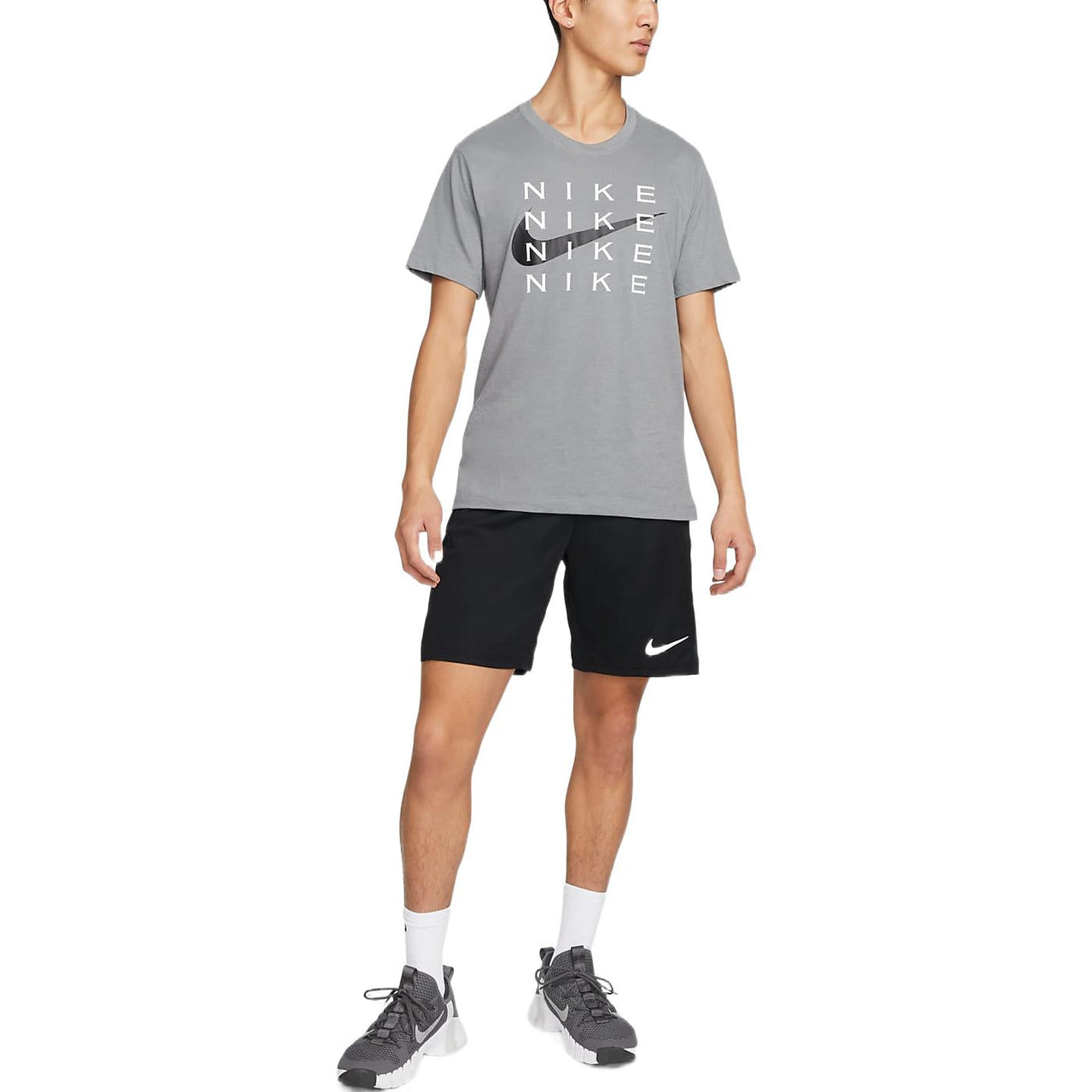 Men's Nike Knit Training Straight Solid Color Black Shorts DM5945-010