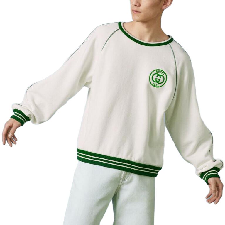 Gucci Cotton jersey sweatshirt with patch 'White Green' 756646XJFV79088