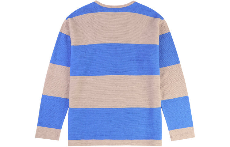 Men's Levis Midnight Blue Series Round Neck Pure Cotton Stripe Long Sleeves Bright Blue T-Shirt 17590-0005