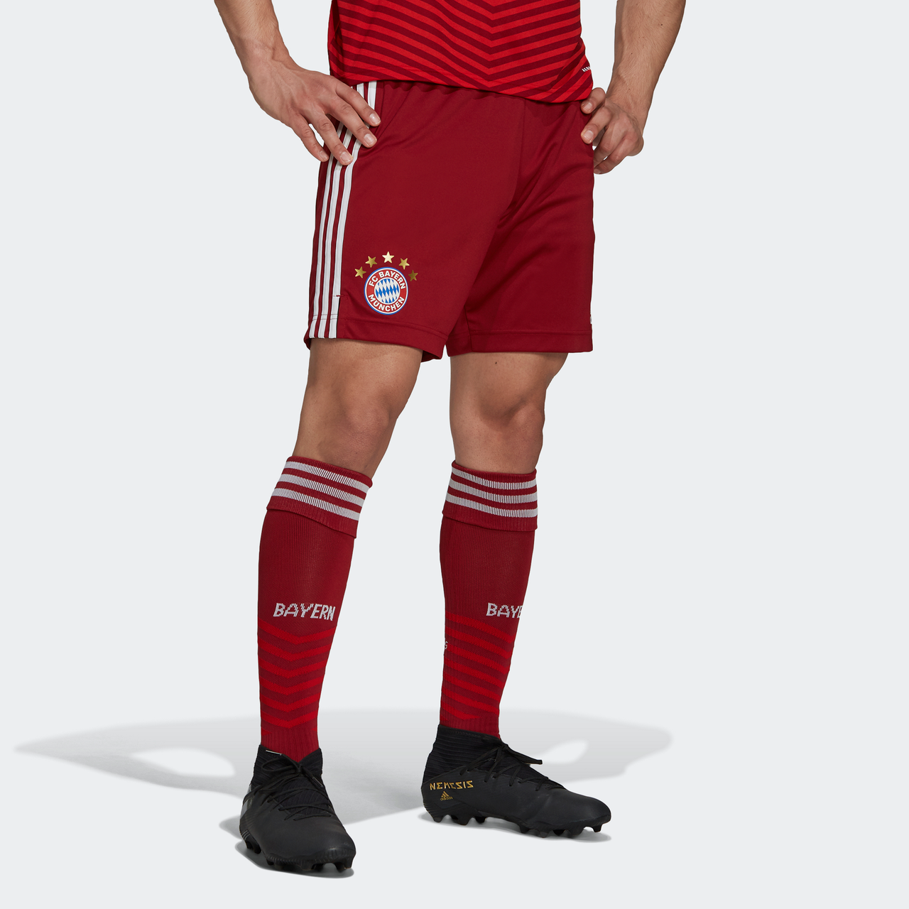 adidas FC Bayern 2021/22 Home Shorts Asia Sizing 'Burgundy' GM5324