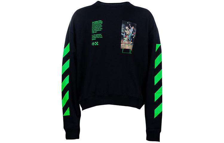 Off-White Printing Round Neck Long Sleeves Loose Fit Black OMBA035R20E300141088