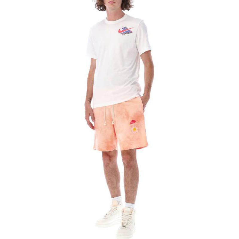 Men's Nike Logo Tie Dye Straight Drawstring Casual Shorts Pink DM5016-693