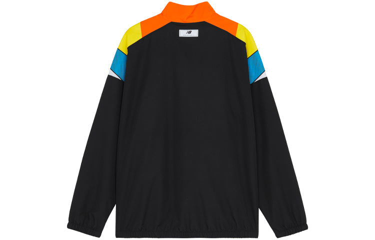 New Balance Pattern Contrasting Colors Half Zipper Stand Collar logo Sports Jacket Black MJ13581-BK