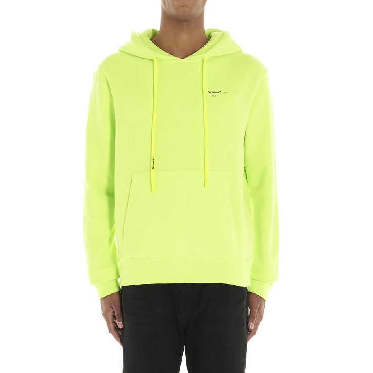 Off-White Embroidery Arrow Kangaroo Pocket Hooded Pullover Men Green OMBB034R20D250326291