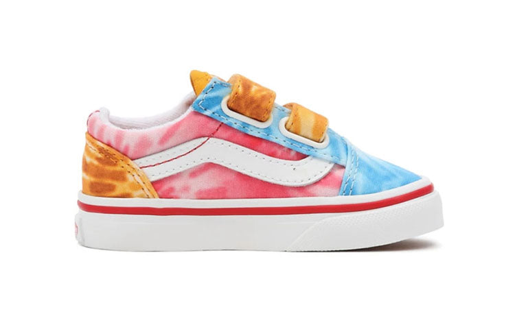 Vans Old Skool Tie Dye Block Velcro 'Blue Red Yellow' VN000D3YABO