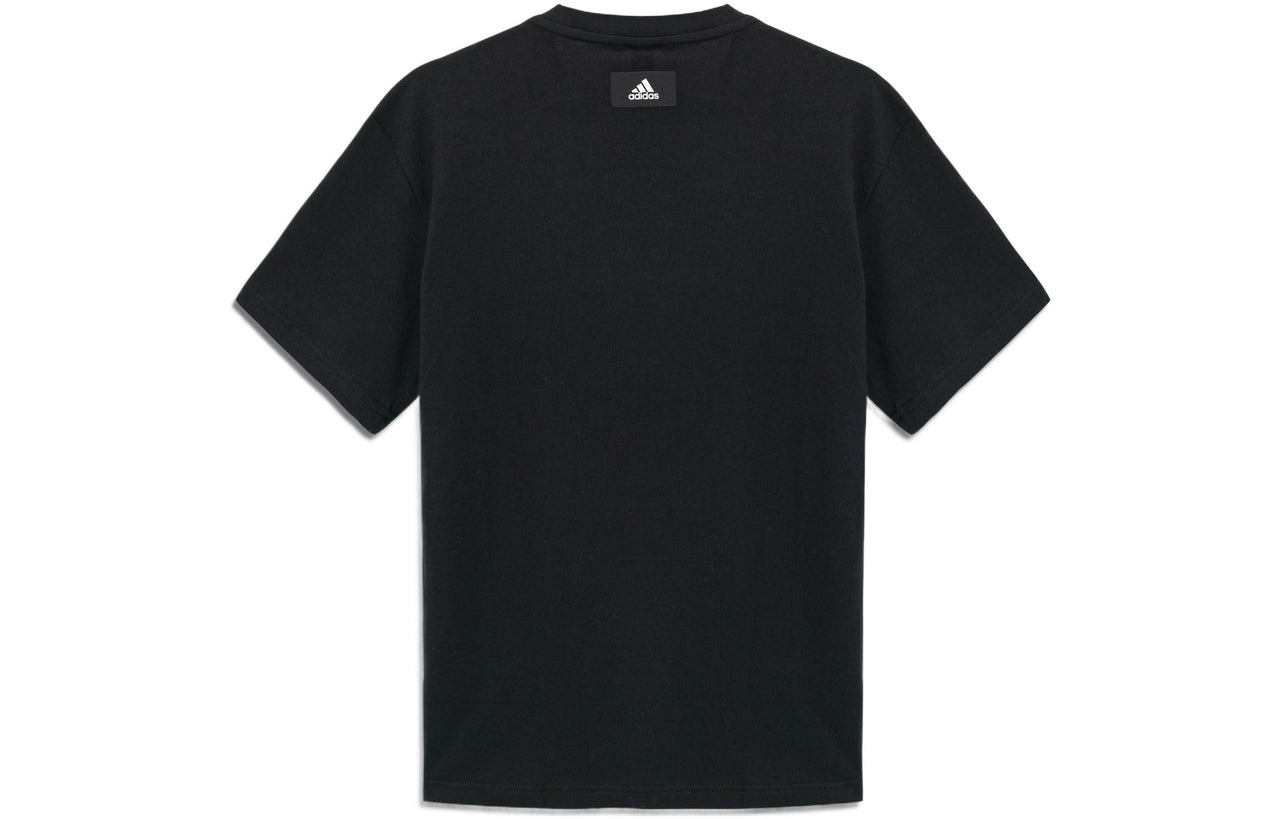 adidas Logo Printing Round Neck Pullover Short Sleeve Black H46568
