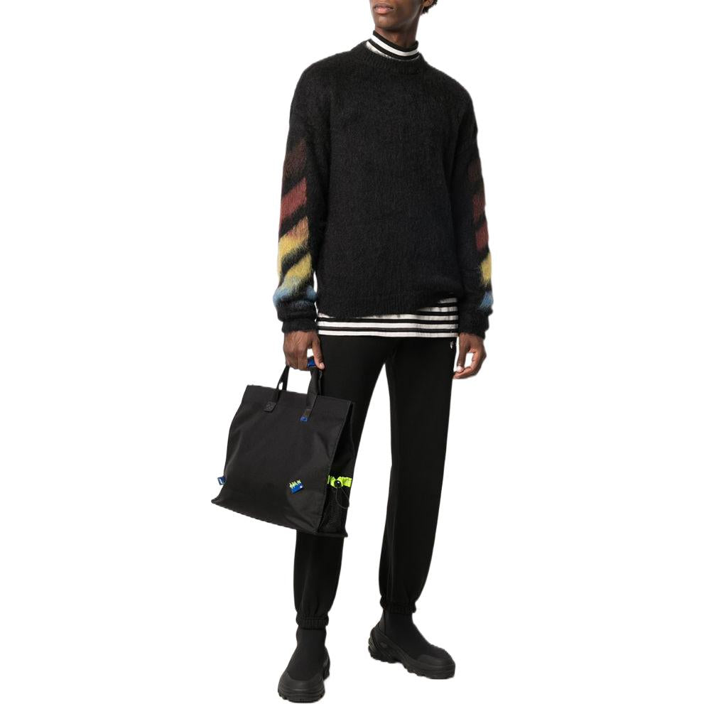Men's Off-White SS22 Diagonal Stripes Bundle Feet Casual Sports Pants/Trousers/Joggers Version Black OMCH030F20FLE0011001BLACK