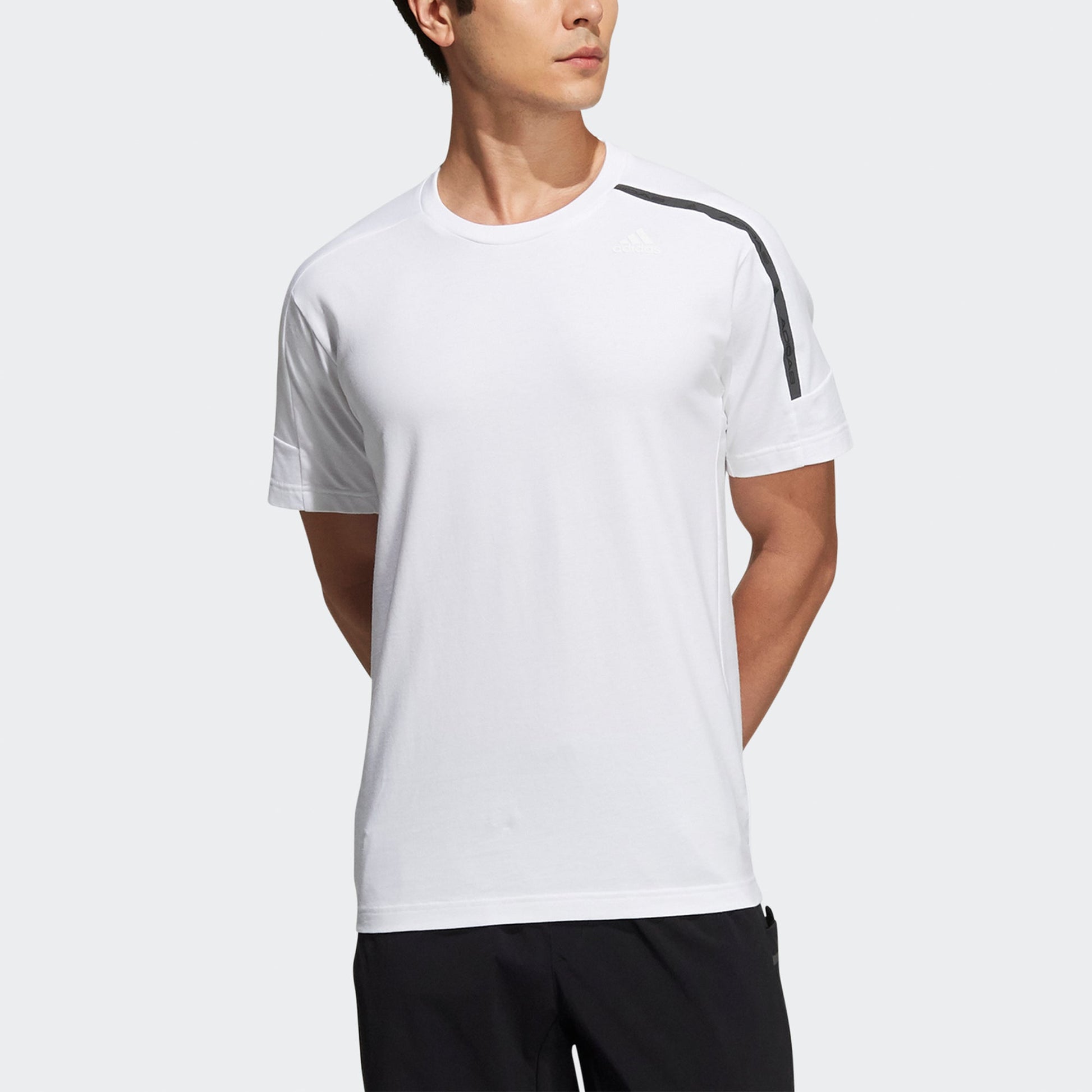 Men's adidas Th Reg Tee Splicing Logo Sports Round Neck Short Sleeve White T-Shirt H39356