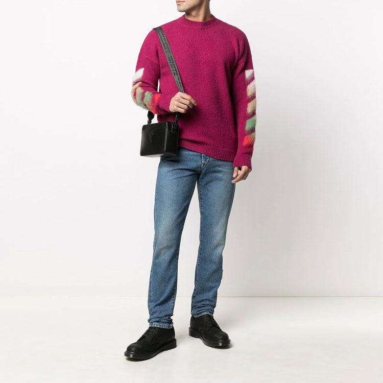 Men's Off-White SS21 Printing Pattern Knit Red OMHA036R21KNI0013484