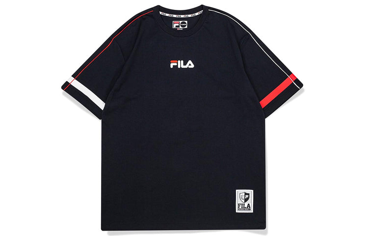 FILA Fuison Basketball Element Contrasting Colors Printing Loose Short Sleeve Black T11M022114F-BK