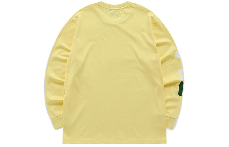 FILA FUSION Logo Printing Knit Loose Sports Round Neck Long Sleeves Couple Style Yellow T11U156204F-YE