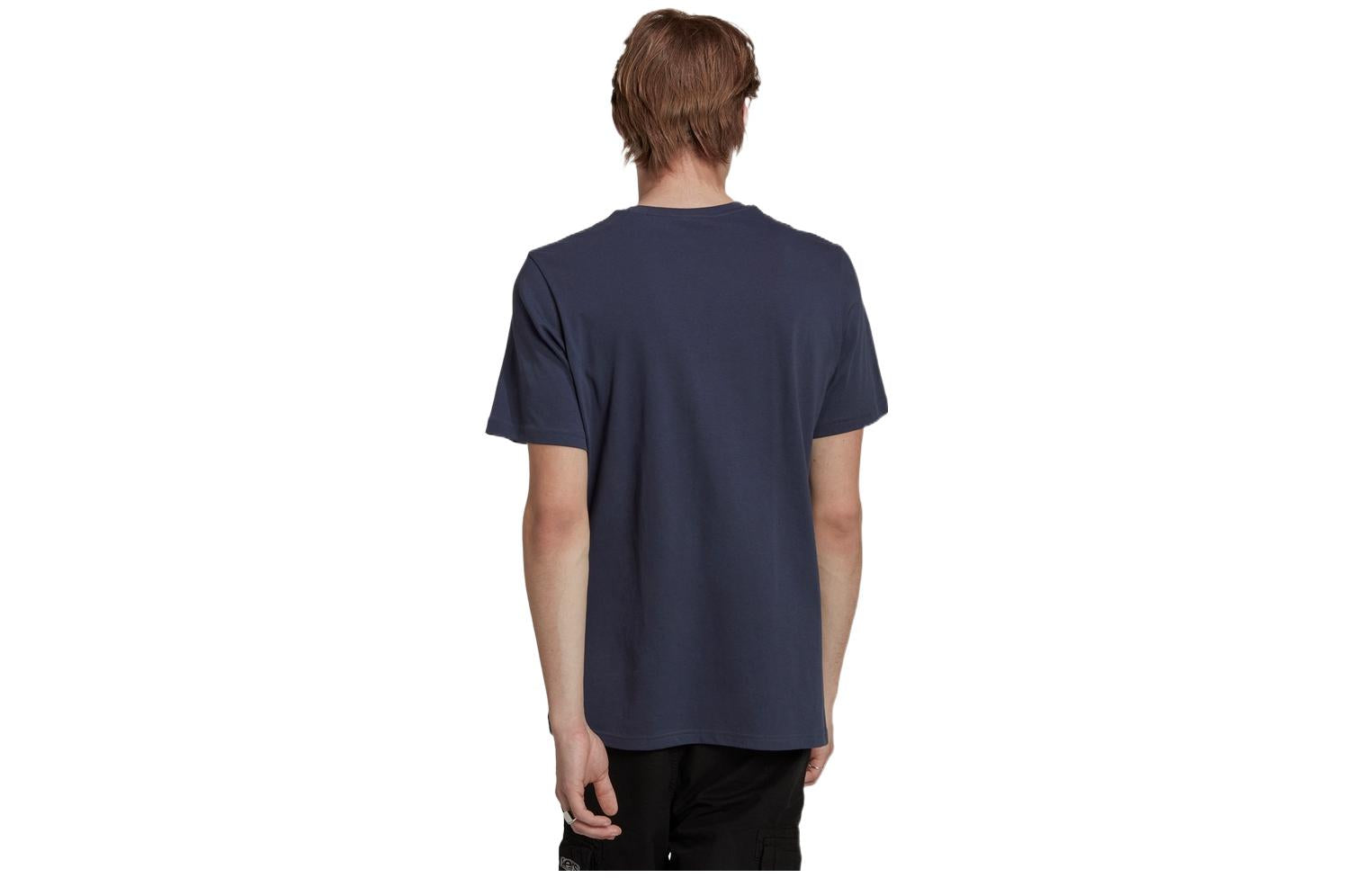 Men's adidas Logo Printing Round Neck Sports Short Sleeve Navy Blue T-Shirt HG1981