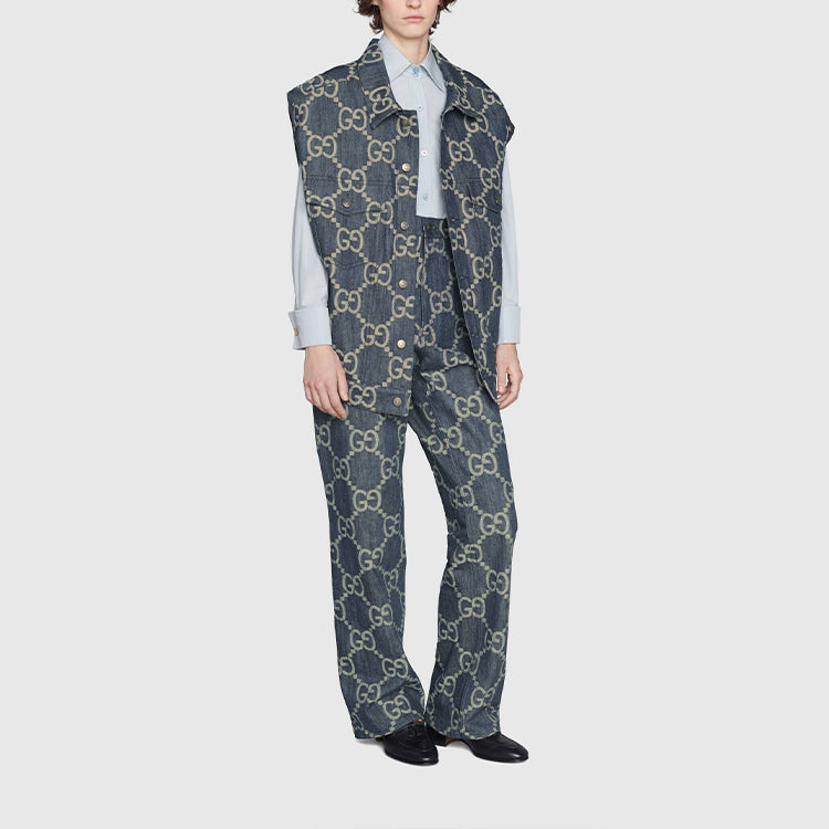 Gucci Jumbo GG Denim Vest 'Blue Ivory' 674339-XDBTY-4492