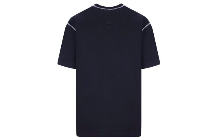 Men's KENZO Tiger Head Embroidered Pattern Round Neck Short Sleeve Navy Blue FA5-5TS081-4BD-77B