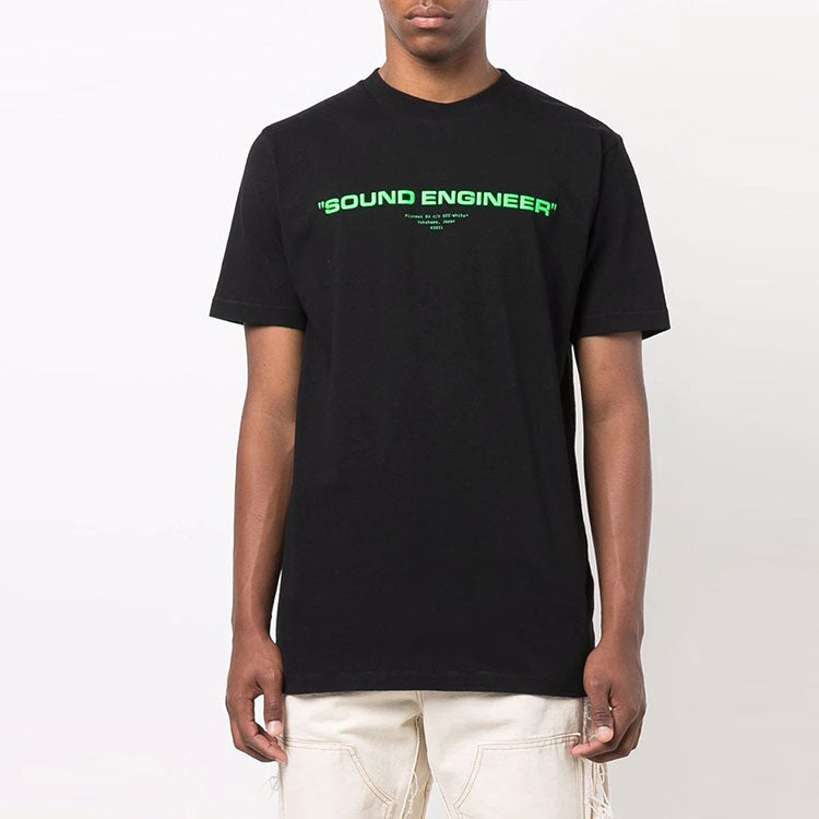 Off-White FW21 Alphabet Printing Pattern Short Sleeve Ordinary Version Black OMAA027G21JER0021059
