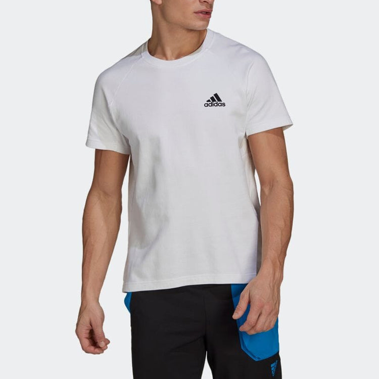 Men's adidas Logo Printing Round Neck Short Sleeve Japanese Version White T-Shirt HE2241