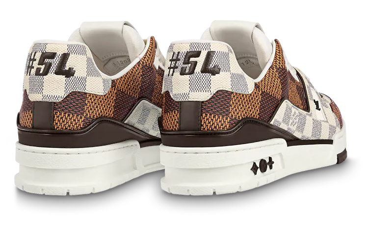 LOUIS VUITTON LV Trainer Sneakers 'Brown and White Plaid' 1AAST3