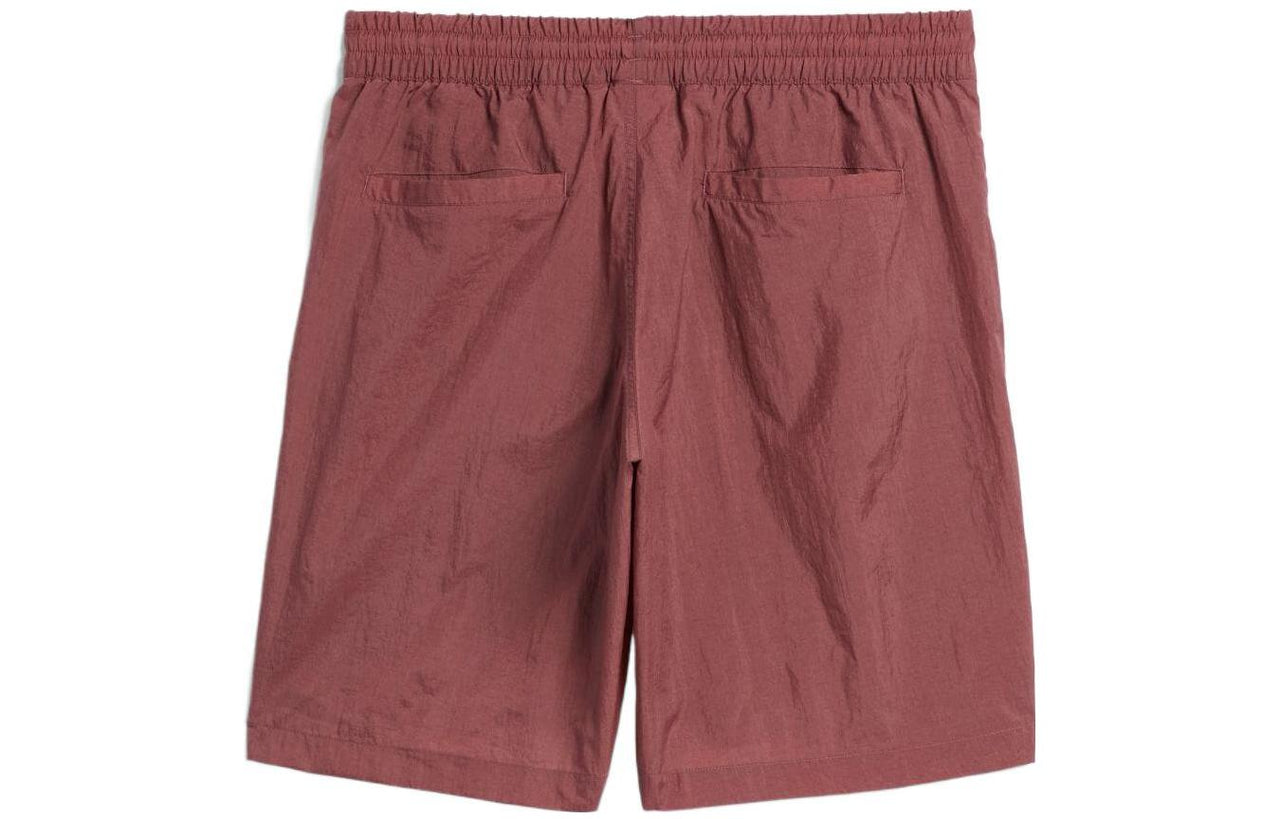 adidas Solid Color Elastic Waistband Straight Shorts Japanese Version Unisex Deep Red HA1291