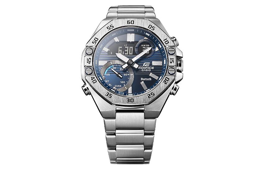 Casio Edifice Waterproof Analog-Digital Watch 'Silver Blue' ECB-10YD-2A