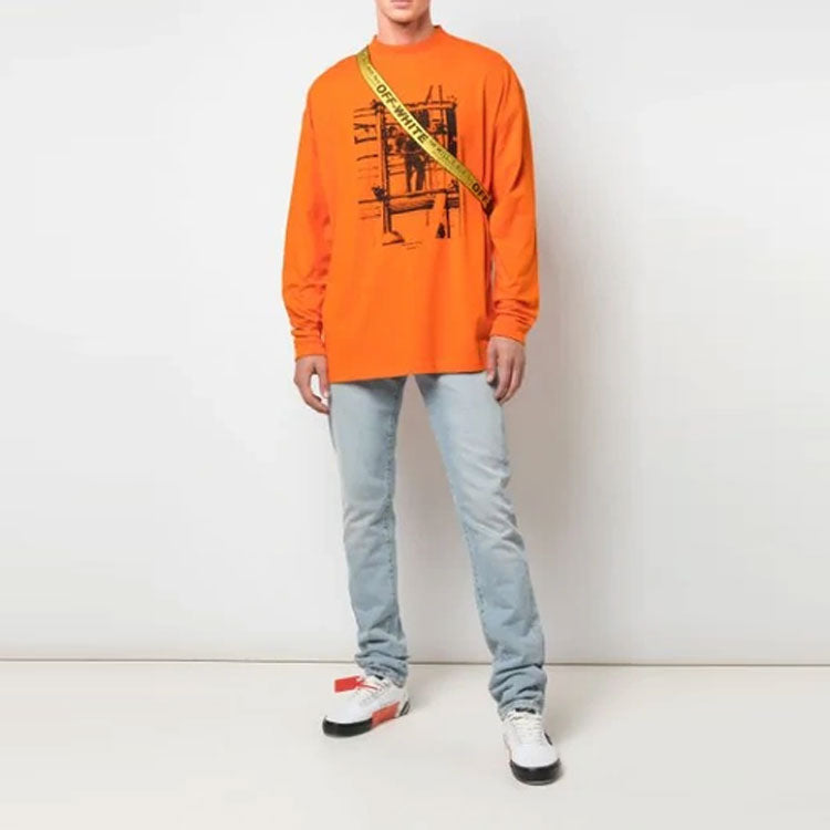 Off-White Arrow Logo Pattern Printing Long Sleeves Orange OMAB032F191850071910