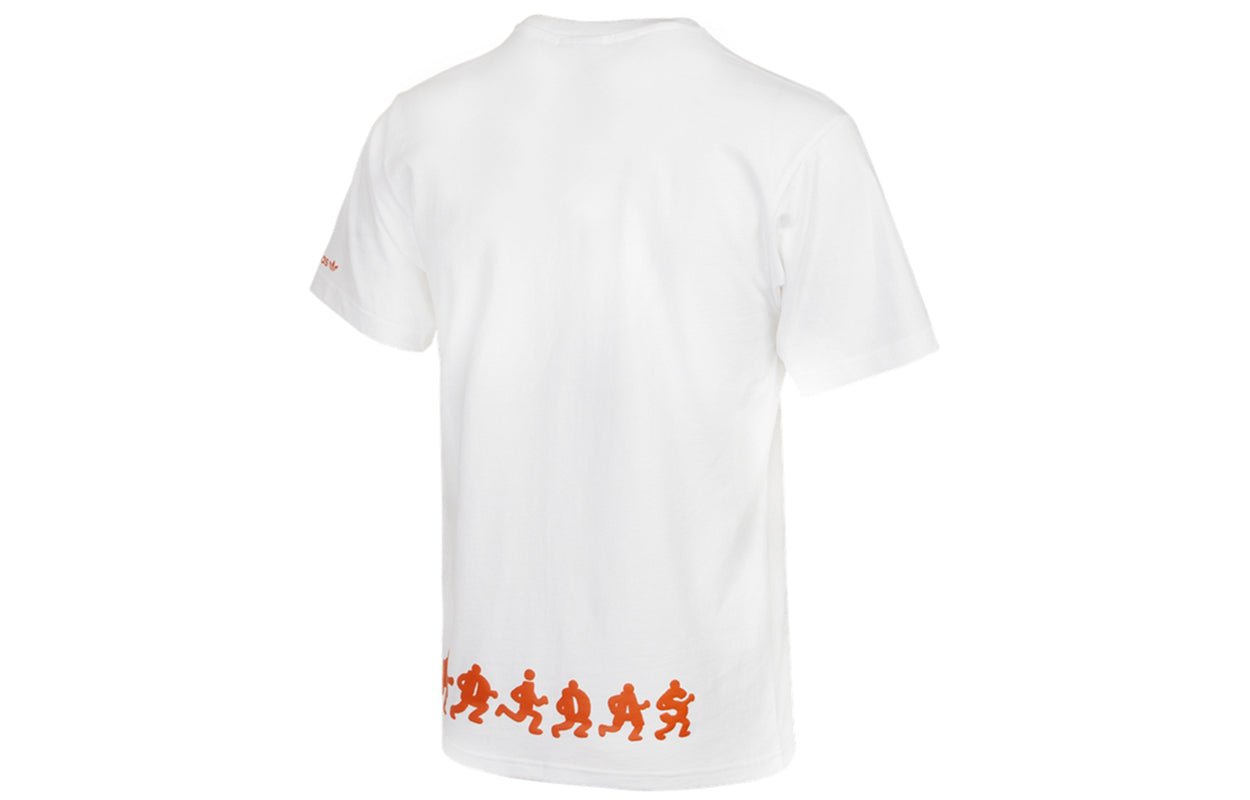 adidas originals Trefo Graffiti Logo Printing Sports Short Sleeve White H32311