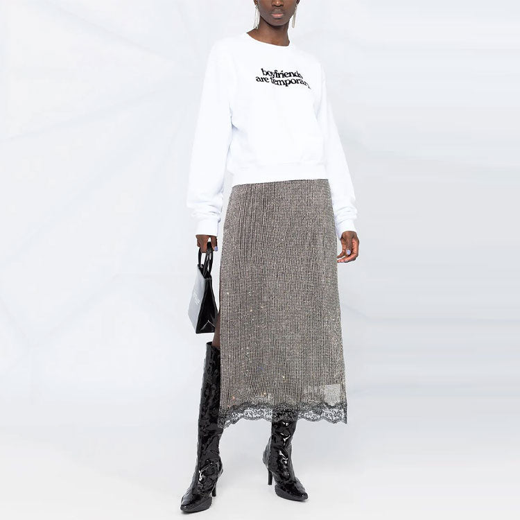 (WMNS) Off-White Slogan Printing Long Sleeves Hoodie Ordinary Version White OWBA026F20JER0020110