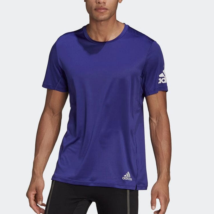 adidas Shoulder Logo Printing Solid Color Round Neck Short Sleeve Purple HB7482