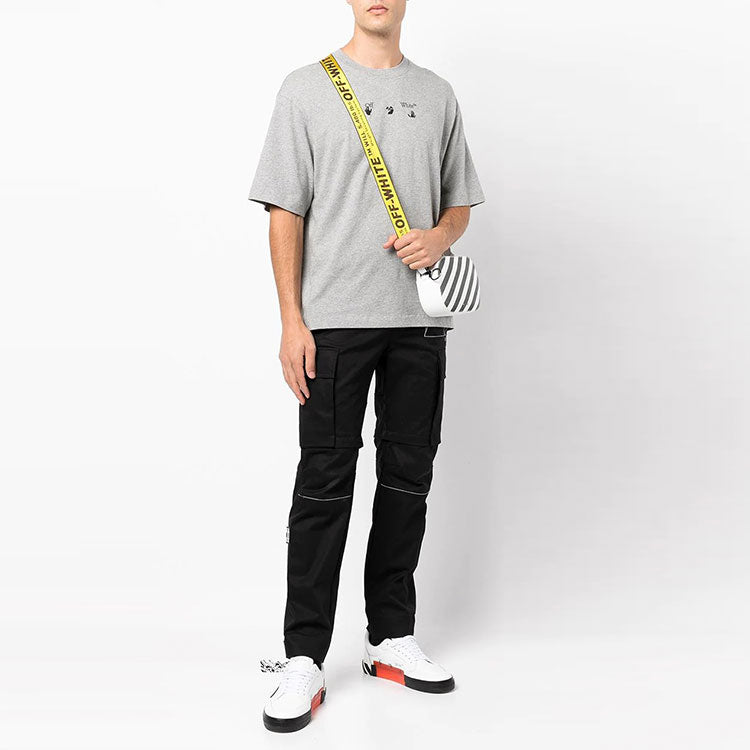 Men's Off-White FW21 Logo Printing Short Sleeve Loose Fit Gray T-Shirt OMAA120F21JER0110810