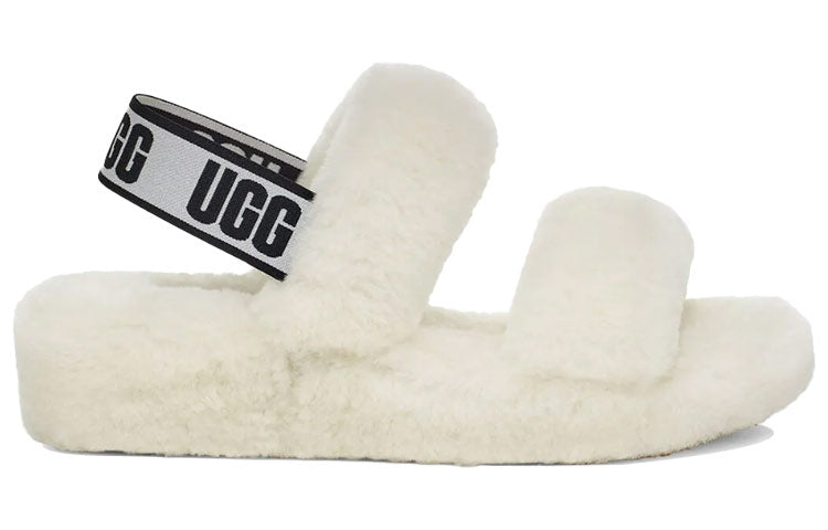 (WMNS) UGG Oh Yeah Thick Sole White Slippers 1107953-WHT