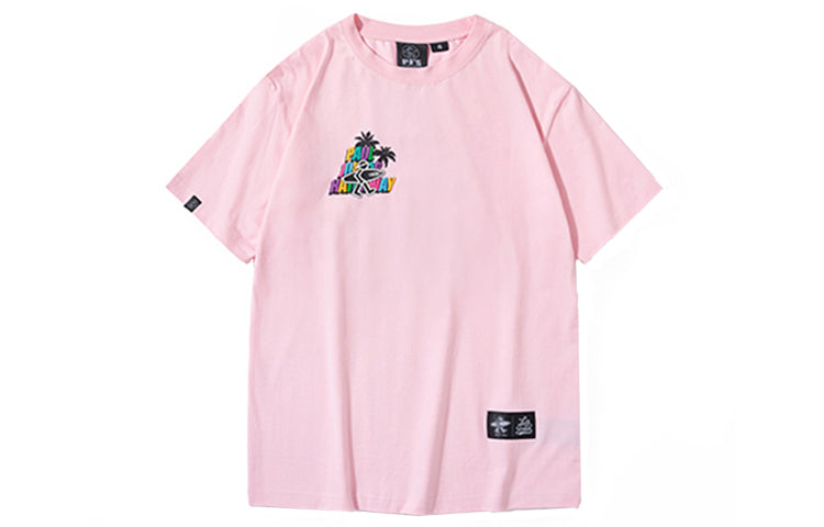PJs Vigor Beach Alphabet Printing Short Sleeve Unisex Pink 20SSTS10303-P
