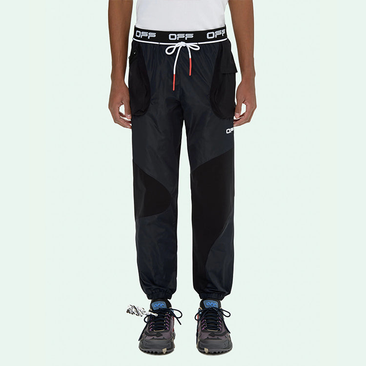 Off-White Logo Arrow Printing Drawstring Sports Long Pants Slim Fit Version Black OMVG011V21FAB0011001