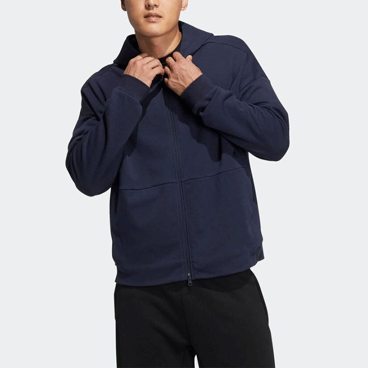 adidas Hooded Full-Zipper Sweatshirt Blue Logo HD0081