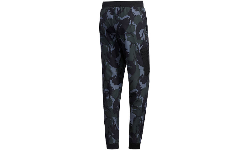 Men's adidas neo Contrasting Colors Camouflage Breathable Bundle Feet Sports Pants/Trousers/Joggers Blue FT6086
