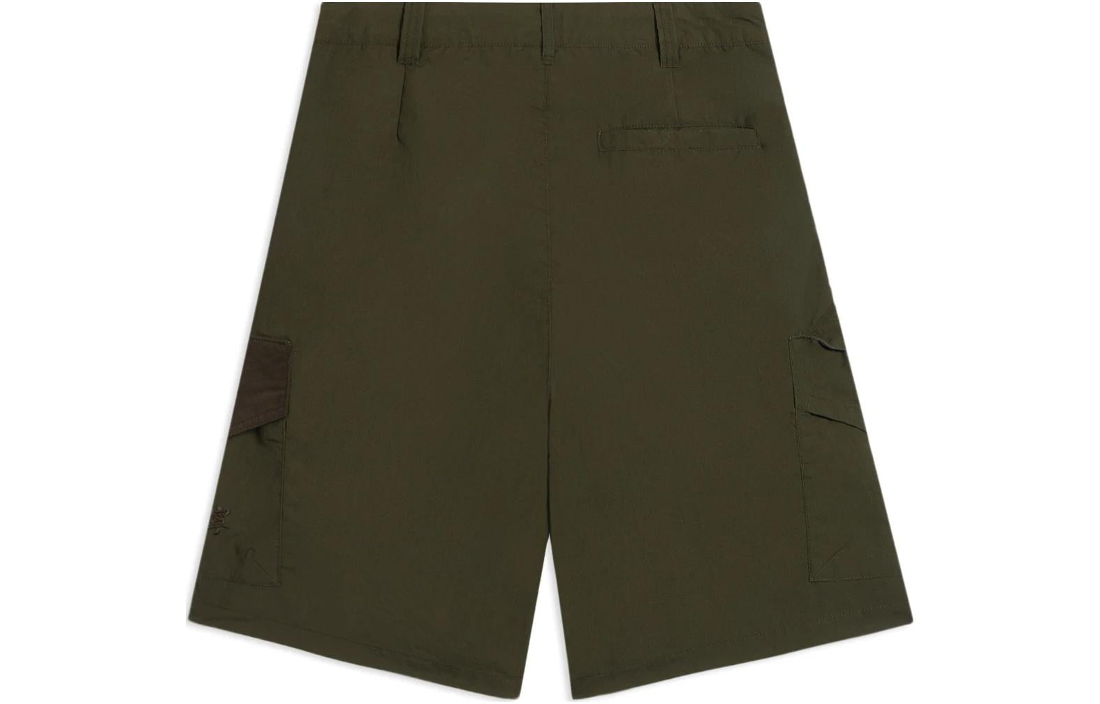 Li-Ning Embroidered Logo Shorts 'Dark Olive Green' AKSS077-3