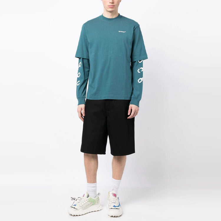 Off-White Logo-Print Knee-Length Shorts 'Black' OMYC010C99DEN0011001