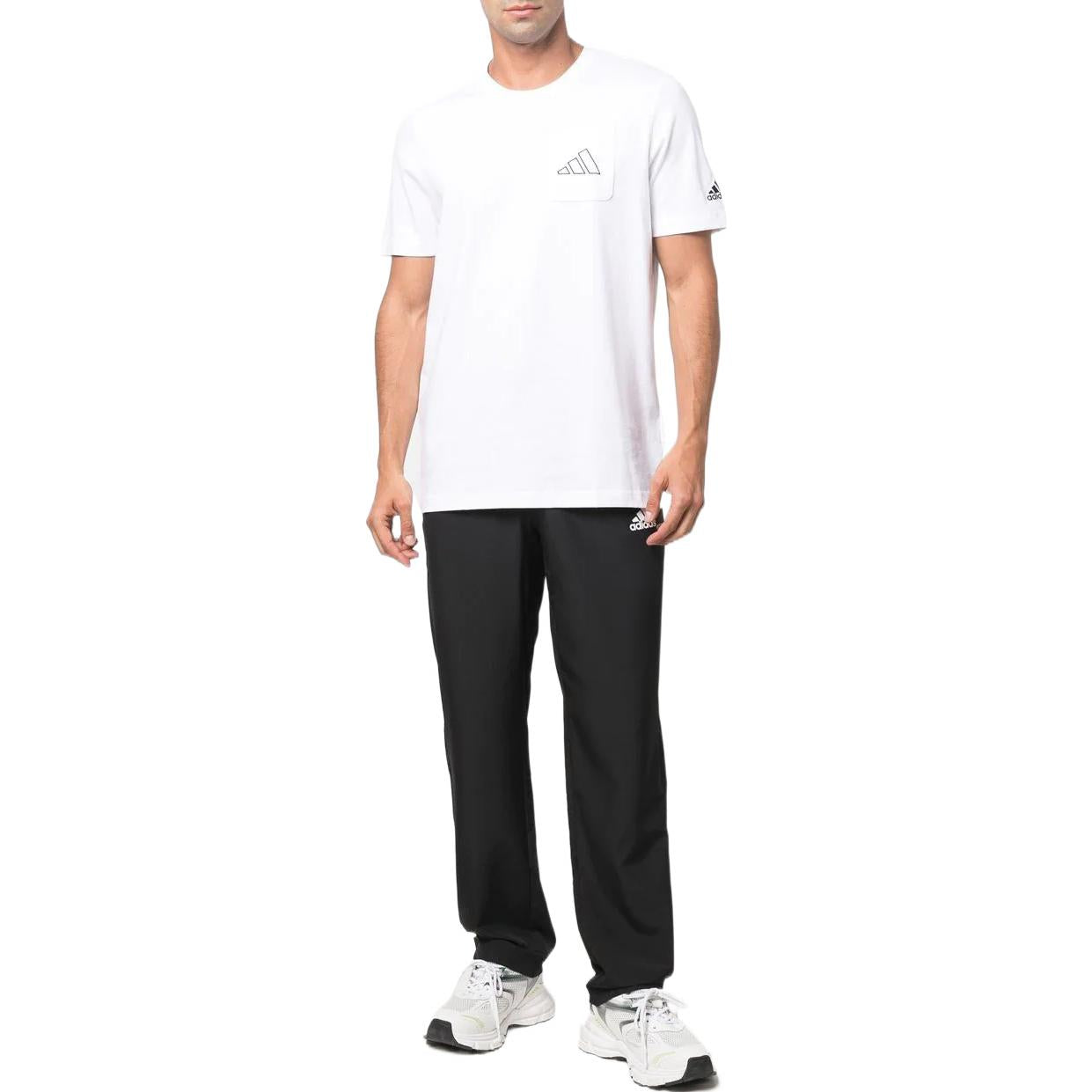 Men's adidas Logo Printing Pattern Elastic Waistband Straight Sports Pants/Trousers/Joggers Black HF7200