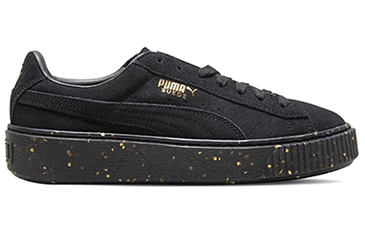 (WMNS) PUMA Suede Platform Black/Gold Board Shoes 365621-01