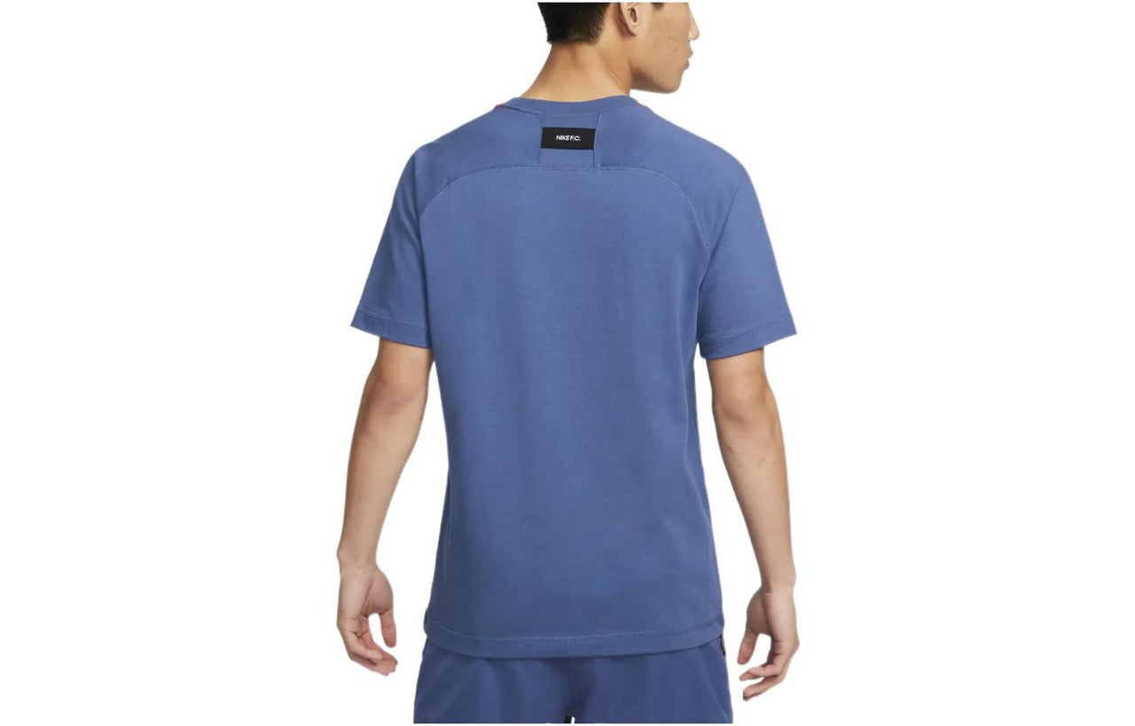 Nike Solid Color Breathable Soccer/Football Cotton Knit Loose Short Sleeve Blue DC9063-410