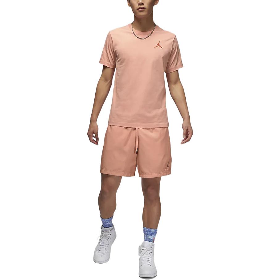 Men's Air Jordan SS22 Solid Color Logo Embroidered Round Neck Short Sleeve Orange T-Shirt DC7486-824