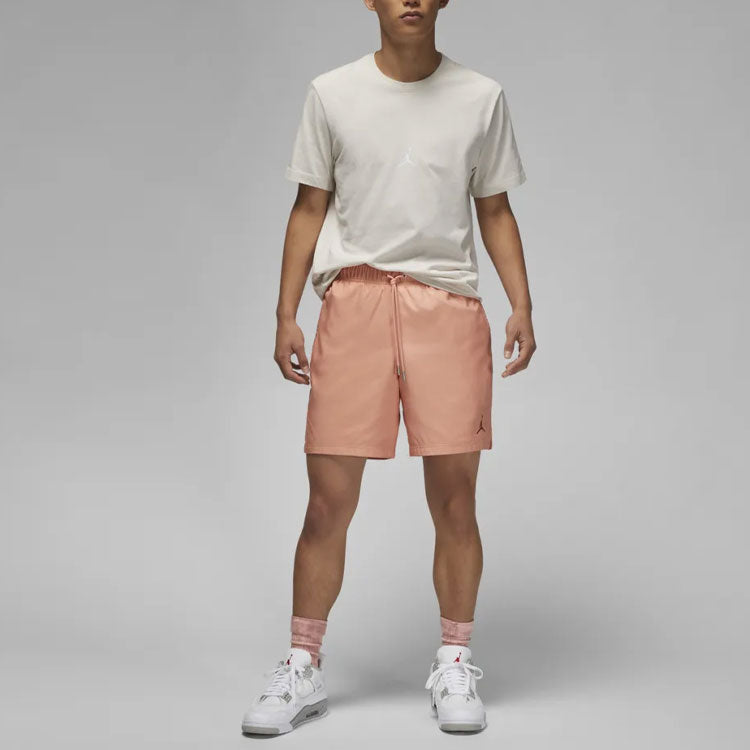 Men's Air Jordan Logo Printing Lacing Orange Pink Straight Shorts DM1373-824