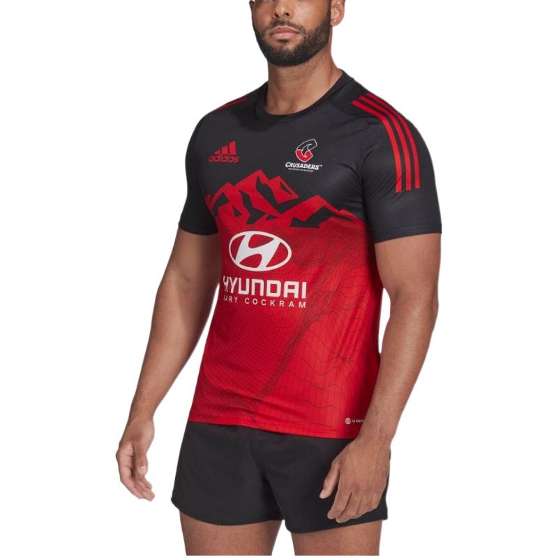 Men's adidas Alphabet Logo Printing Colorblock Round Neck Short Sleeve Japanese Version Red T-Shirt H58505