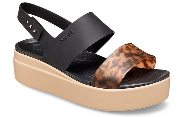 (WMNS) Crocs Brooklyn Tort Low Wedge 'Black Brown' 207864-0C4