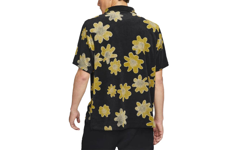Men's Nike Sportswear Lapel Printing Short Sleeve polo Black Polo Shirt DM5033-010