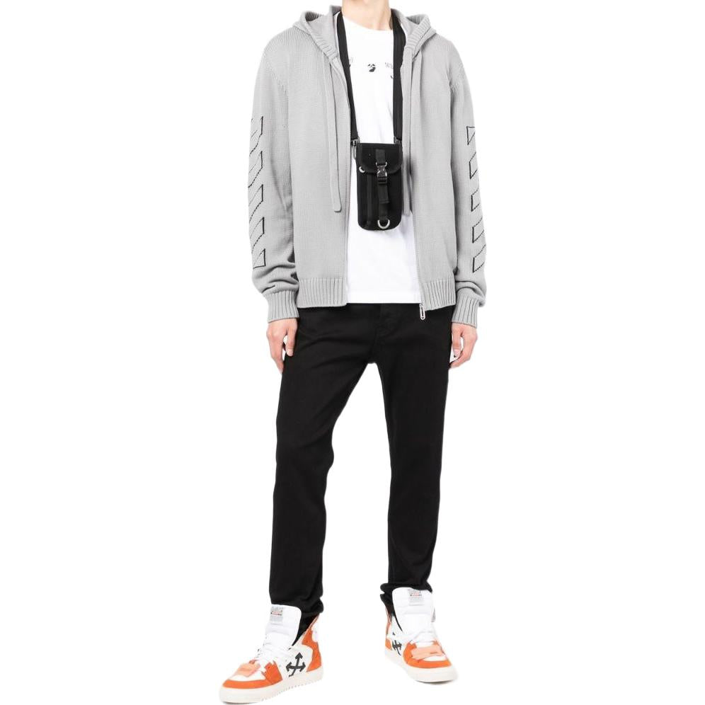 Men's Off-White FW22 Solid Color Logo Printing Pullover Hooded Jacket Version Light Grey OMHA145C99KNI0010610