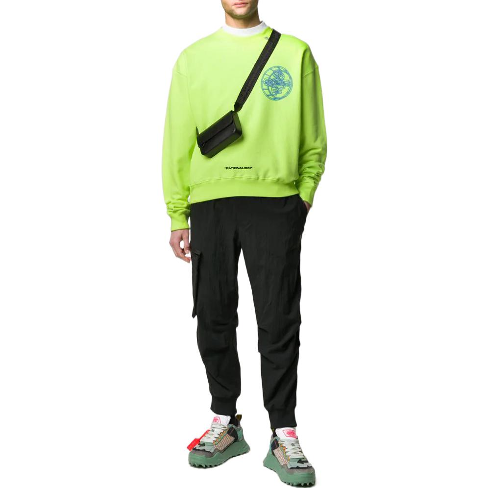 Men's Off-White FW22 Pattern Printing Pullover Long Sleeves Version Green OMBA035R20E300036288